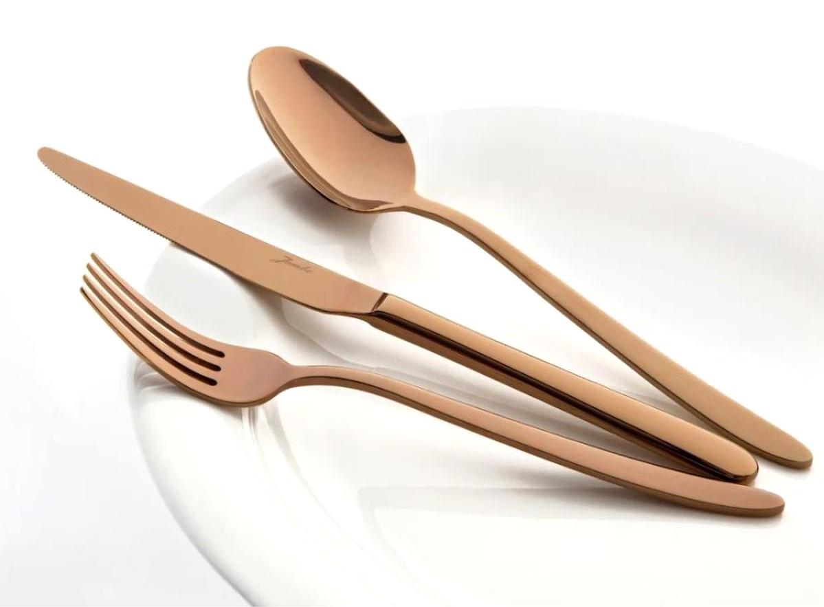 Jumbo 9400 Parlak 84 Parça 12 Kişilik Çatal Kaşık Bıçak Bronz