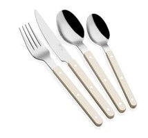 The Mia Comida Mat Saten 24 Parça 6 Kişilik Çatal Kaşık Bıçak Bej-Gümüş