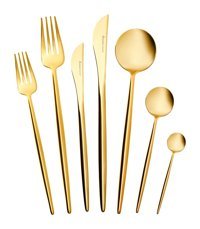 Karaca Jüpiter Mat 84 Parça 12 Kişilik Çatal Kaşık Bıçak Gold