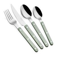 The Mia Comida Mat Saten 24 Parça 6 Kişilik Çatal Kaşık Bıçak Gri-Yeşil
