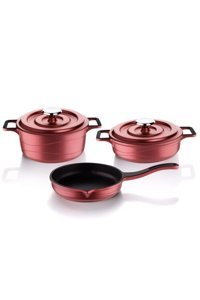 Bondy Mini 5 Parça Döküm Tencere Seti Bordo