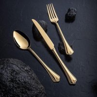Nehir Fulya Parlak 84 Parça 12 Kişilik Çatal Kaşık Bıçak Gold