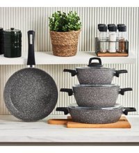 Karaca Gris 7 Parça Bio Granit Tencere ve Tava Seti