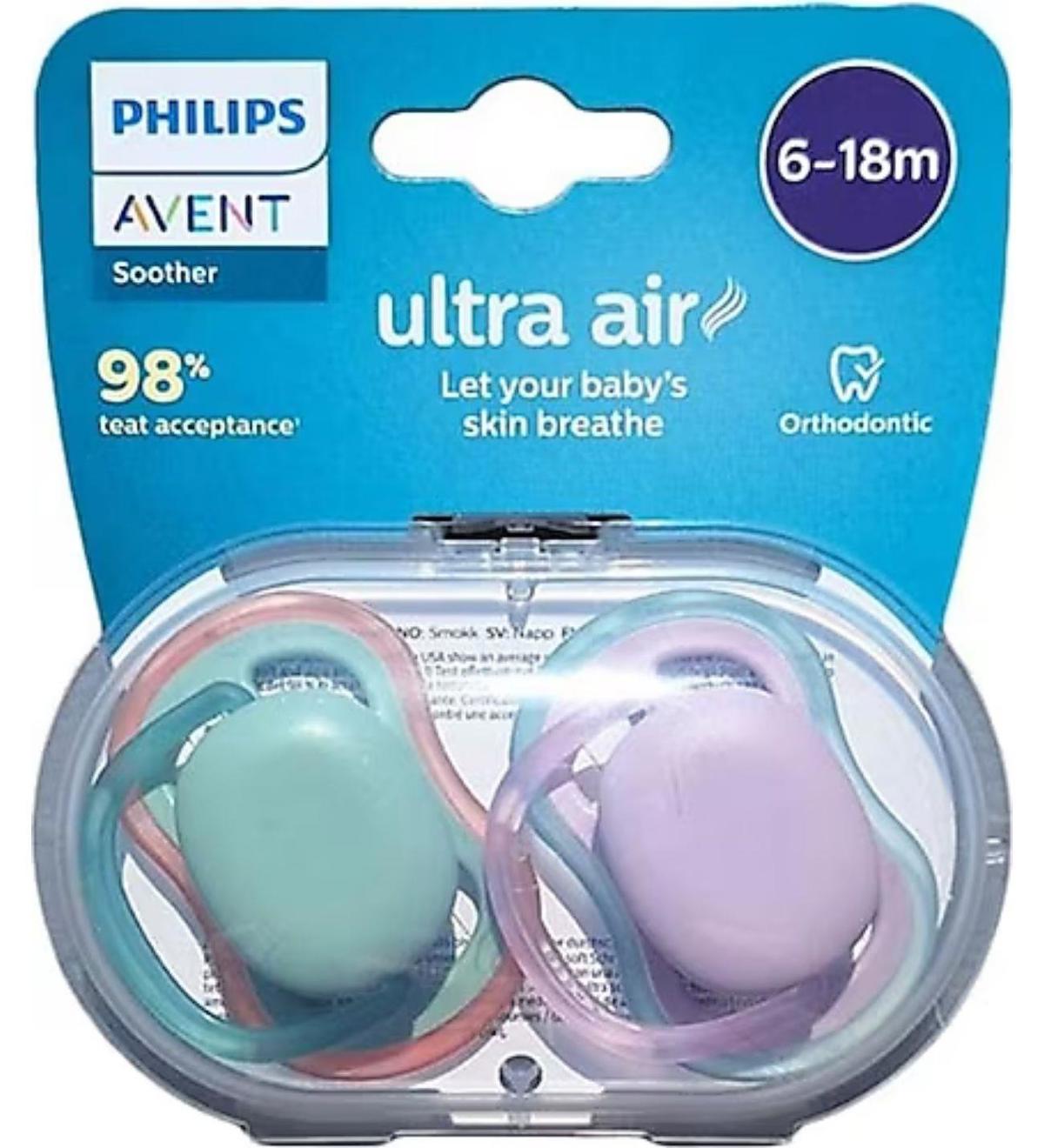Philips Avent SCF085/16 6-18 Ay Delikli Ortodontik Silikon Emzik Mor-Yeşil