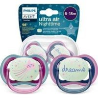 Philips Avent Karanlıkta Parlar 6-18 Ay Delikli Ortodontik Damaklı Silikon Emzik Çok Renkli