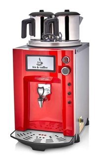 Remta Premium Jumbo Gastrontepe 2000 W 15 lt Çelik Çift Demlikli Tek Musluklu Çelik Elektrikli Semaver Kırmızı