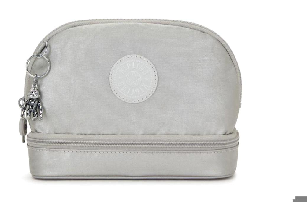 Kipling Multi Keeper Bölmeli Gri Düz Polyester Büyük Boy Çok Gözlü Seyahat Makyaj Çantası