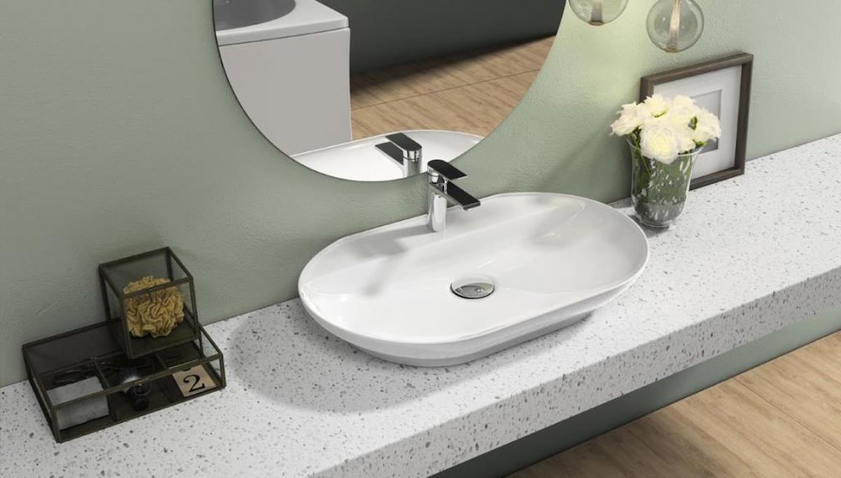 Quarter Klasik Tekli 72 cm Seramik Tezgah Üstü Oval Lavabo Beyaz