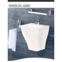 Turavit Klasik Tekli 50 cm Seramik Kare Lavabo Beyaz
