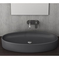 Bocchi 1014-020-0125 Klasik Tekli 85 cm Seramik Tezgah Üstü Elips Lavabo Antrasit
