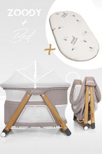 Kiwi Zoody 3 in 1 Metal 28 kg Kapasiteli Ayarlanabilir Taşınabilir Ara Katlı 70x110 cm Sallanan Park Yatak Vizon