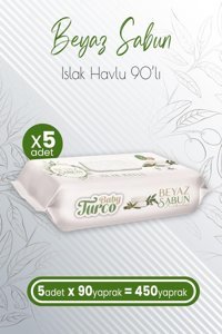 Baby Turco Beyaz Sabun Kokulu 90 Yaprak 5'li Paket Islak Mendil