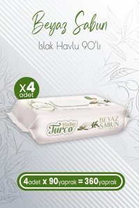 Baby Turco Beyaz Sabun Kokulu 90 Yaprak 4'lü Paket Islak Mendil