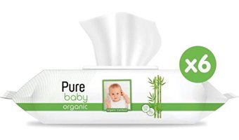 Pure Baby Organik Bambu Özlü 90 Yaprak 6'lı Paket Islak Mendil