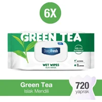 Deep Fresh Doğal Özler Yeşil Çay 120 Yaprak 6'lı Paket Islak Mendil