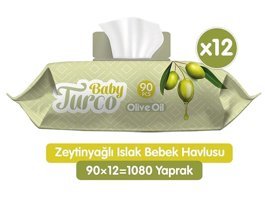 Baby Turco Olive Oil 90 Yaprak 12'li Paket Islak Mendil