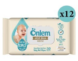 Önlem Hassas Bakım 50 Yaprak 12'li Paket Islak Mendil