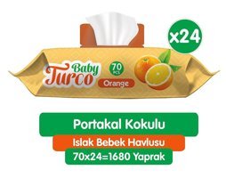 Baby Turco Portakal Kokulu 70 Yaprak 24'lü Paket Islak Bebek Havlusu