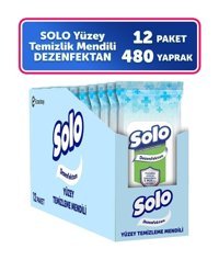 Solo Dezenfektan 40 Yaprak 12'li Paket Yüzey Temizleme Mendili