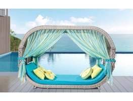 Flexy Garden Romantica Daybed 316 Plastik İkili Bahçe Koltuğu Mavi Gri