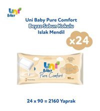 Uni Baby Pure Comfort Beyaz Sabun Kokulu 90 Yaprak 24'lü Paket Islak Mendil