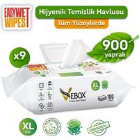 Vebox Easy Wet Wipes 100 Yaprak 9'lu Paket Yüzey Temizleme Mendili