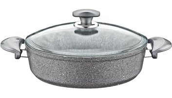 Oms 3310 Cam 2 Parça 30 cm Granit Basık Karnıyarık Tenceresi