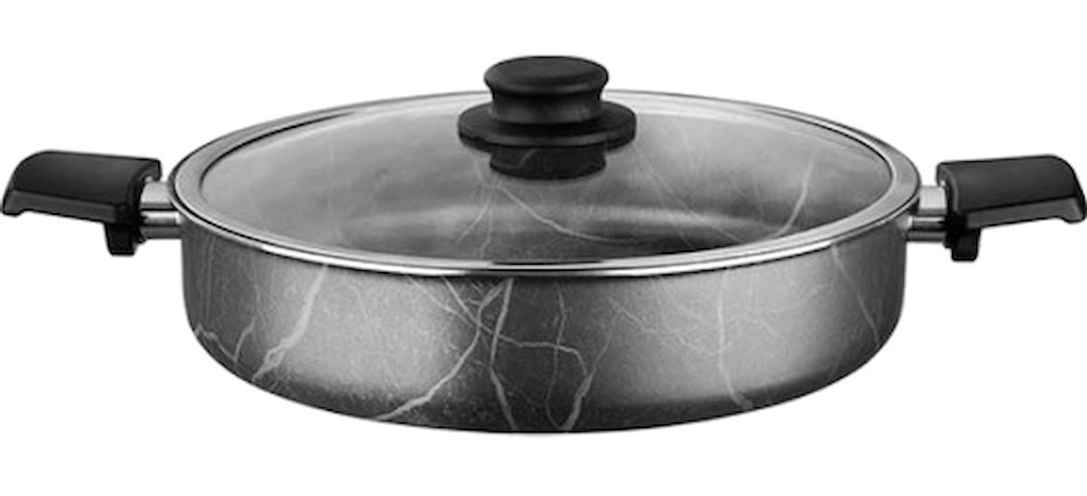 Cem Marble Cam 2 Parça 32 cm Alüminyum Basık Karnıyarık Tenceresi
