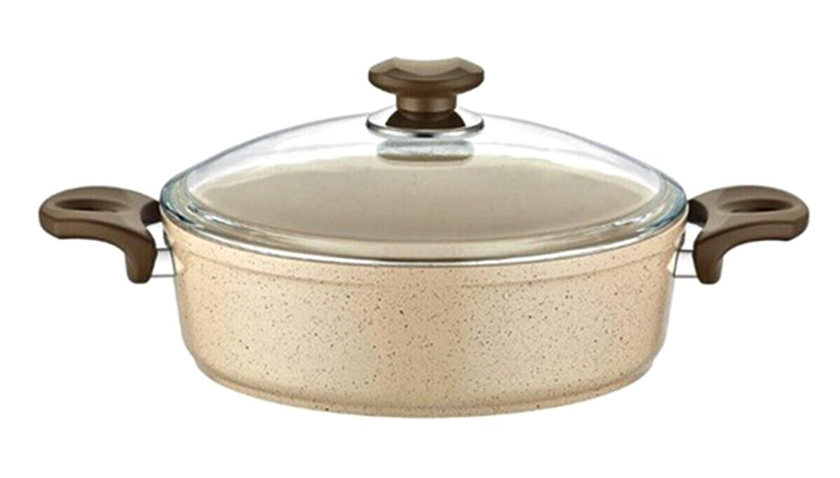 Gülsan Safran Cam 2 Parça 30 cm Granit Basık Karnıyarık Tenceresi