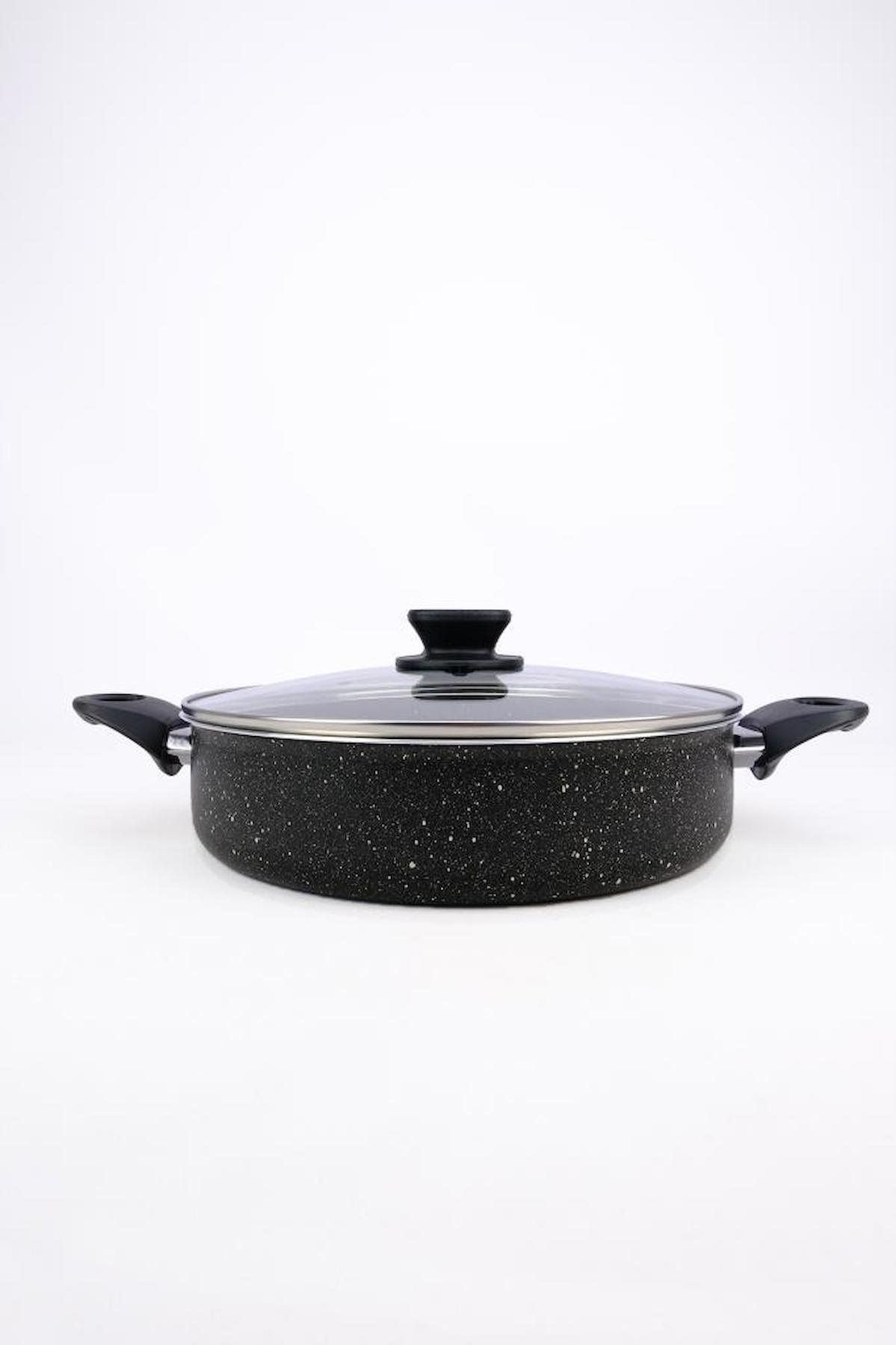 Digithome Mehtap C320.006 Cam 2 Parça 28 cm Granit Basık Karnıyarık Tenceresi
