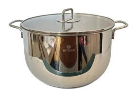Emsan Gourmet Cam 2 Parça 34 cm Paslanmaz Çelik Derin Tencere