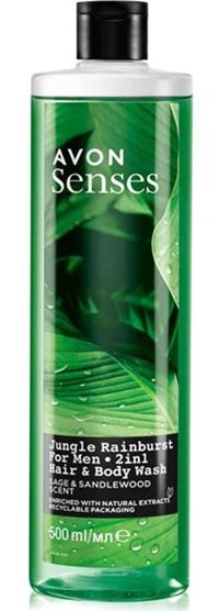 Avon Senses Jungle Rainburst Adaçayı-Sandal Ağacı Vegan Duş Jeli 500 ml
