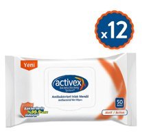 Activex Aktif Antibakteriyel 50 Yaprak 12'li Paket Islak Mendil