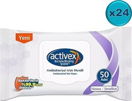 Activex Hassas Antibakteriyel 50 Yaprak 24'lü Paket Islak Mendil
