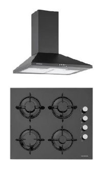 Silverline Cs5349B01-2240 Doğalgazlı Cam Klasik Ankastre Ocak 2'li Ankastre Set Siyah