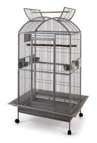 Qh Pet Cage Çatılı Ayaklı Dikdörtgen Metal Papağan Kafesi Siyah
