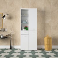 Modilayn 3 Kapaklı 1 Çekmeceli 10 Raflı Çok Amaçlı Dolap Kahverengi 165 x 30 x 30 cm