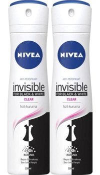 Nivea Black&white Invisible Clear Sprey Kadın Deodorant 2x150 ml