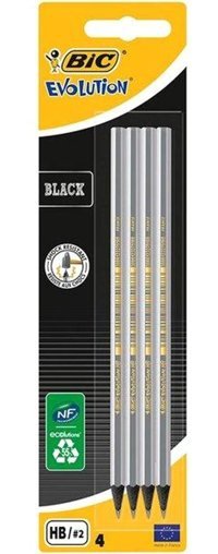 Bic Black Extra Güçlü 4'lü Köşeli Siyah HB Kurşun Kalem Seti