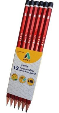 Adel Writer 12'li Mercanlı Köşeli Siyah HB Kurşun Kalem Seti