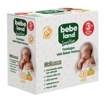 Bebeland Yenidoğan 40 Yaprak 3'lü Paket Islak Bebek Havlusu
