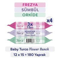 Baby Turco Flower Bunch 15 Yaprak 12'li Paket Islak Mendil