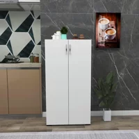 Fafare 2 Kapaklı 4 Raflı Çok Amaçlı Dolap Beyaz 123 x 64 x 34 cm