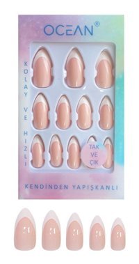 Ocean 873 Beyaz - Nude 12'li Takma Tırnak