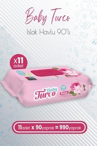 Baby Turco Rose 90 Yaprak 11'li Paket Islak Mendil