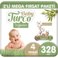BabyTurco Doğadan 4 Numara Organik Bantlı Bebek Bezi 2x328 Adet