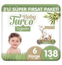 BabyTurco Doğadan 6 Numara Organik Cırtlı Bebek Bezi 138 Adet