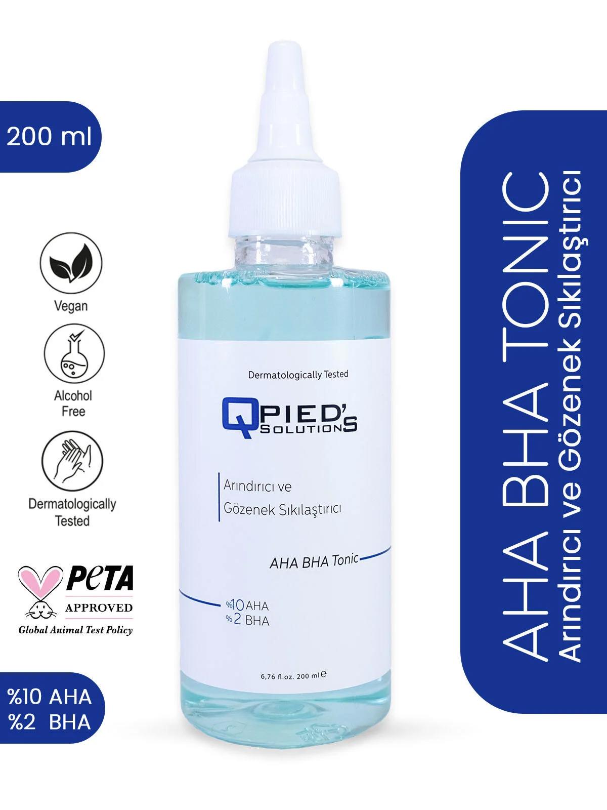 Qpied's Solutions Canlandırıcı Tüm Ciltler İçin Aha+Bha Gözenek Sıkılaştırıcı Leke Giderici Yüz Temizleyici Sprey Tonik 200 ml