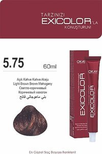 Exicolor 5.75 Açık Kahve Akaju Krem Saç Boyası 2x60 ml