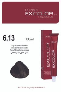 Exicolor 6.13 Koyu Kumral Ekstra Mat Krem Saç Boyası 2x60 ml